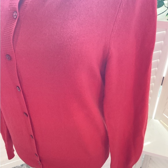 LORD & TAYLOR CASHMERE RED BUTTON DOWN SWEATER SIZE LG 1292 - Picture 5 of 7